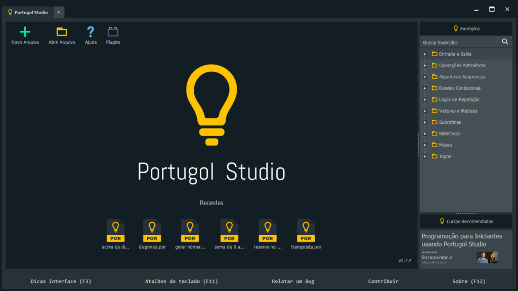 interface da IDE Portugol Studio