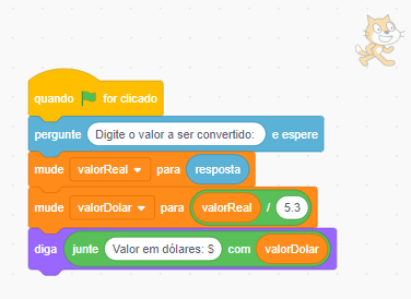 conversão cambial no Scratch