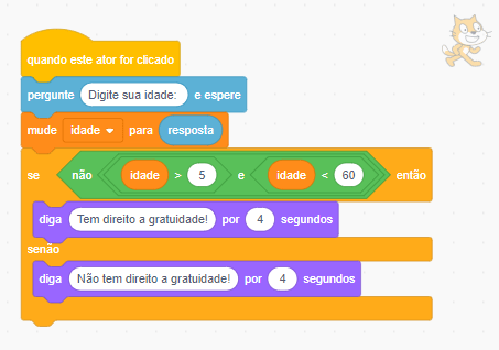 operador lógico de negação no scratch