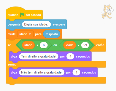 operador lógico ou no scratch