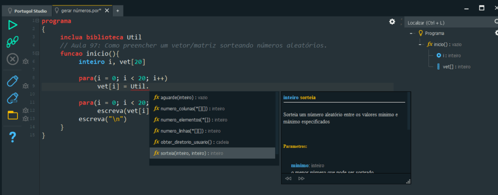 Como ordenar um vetor de inteiros com Portugol?